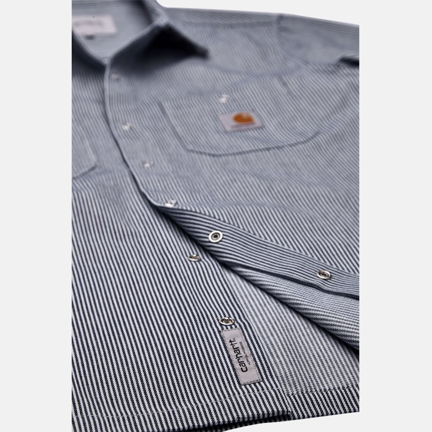 Carhartt WIP Shirts L/S BALTIMORE SHIRT I024851 BLUE/WHI RIGID